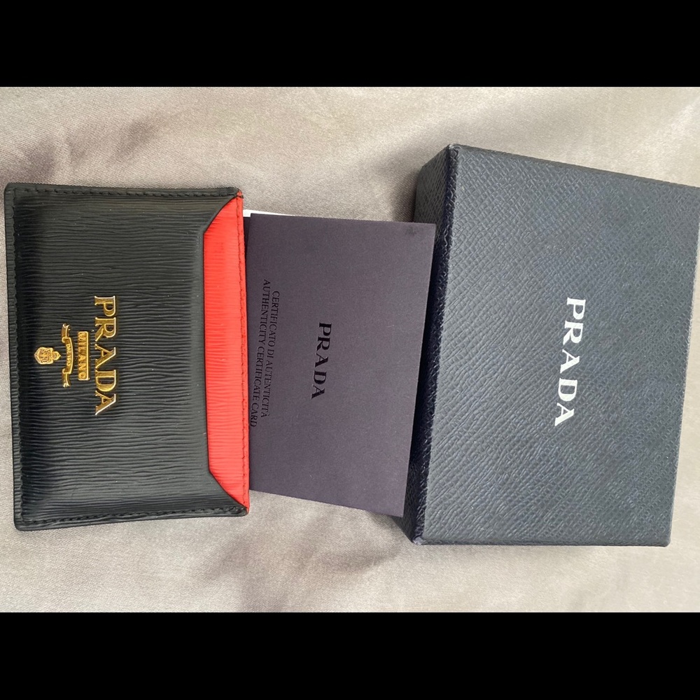 Prada Leather Red/Black Card Case